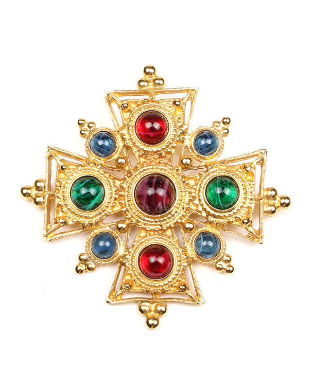 Multicolor Cross Brooch